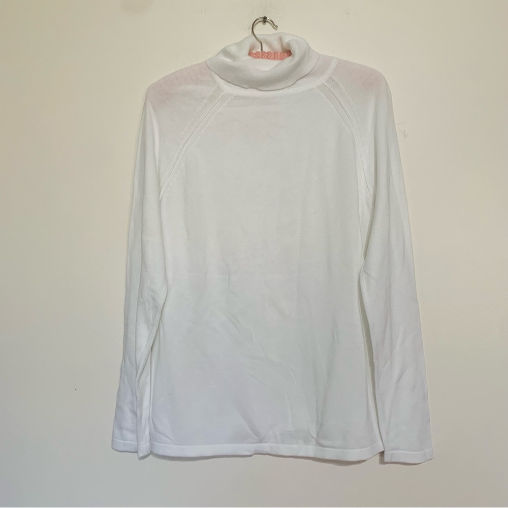 JEANNE PIERRE White Knit Turtleneck Sweater Medium